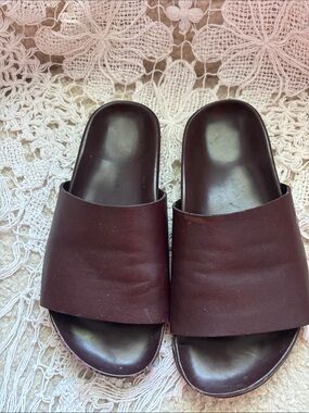 Everlane Burgundy Wide Strap Slide Sandals Sz 6